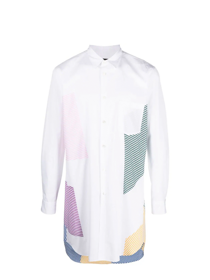 COMME des GARCONS HOMME PLUS Colourful Stripe Patch Shirt White 1