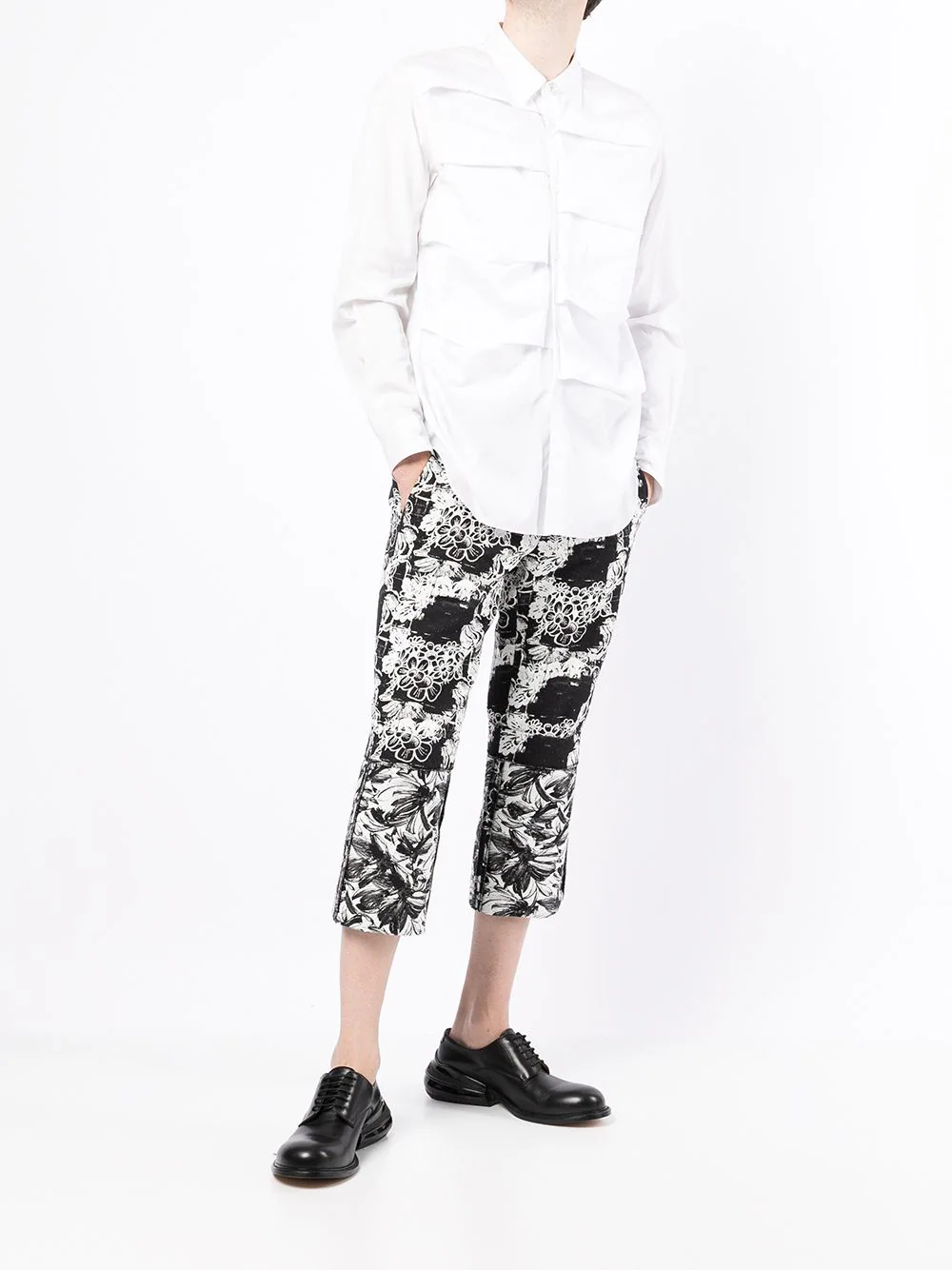 COMME des GARCONS HOMME PLUS Double-Sided Floral Pants White 2