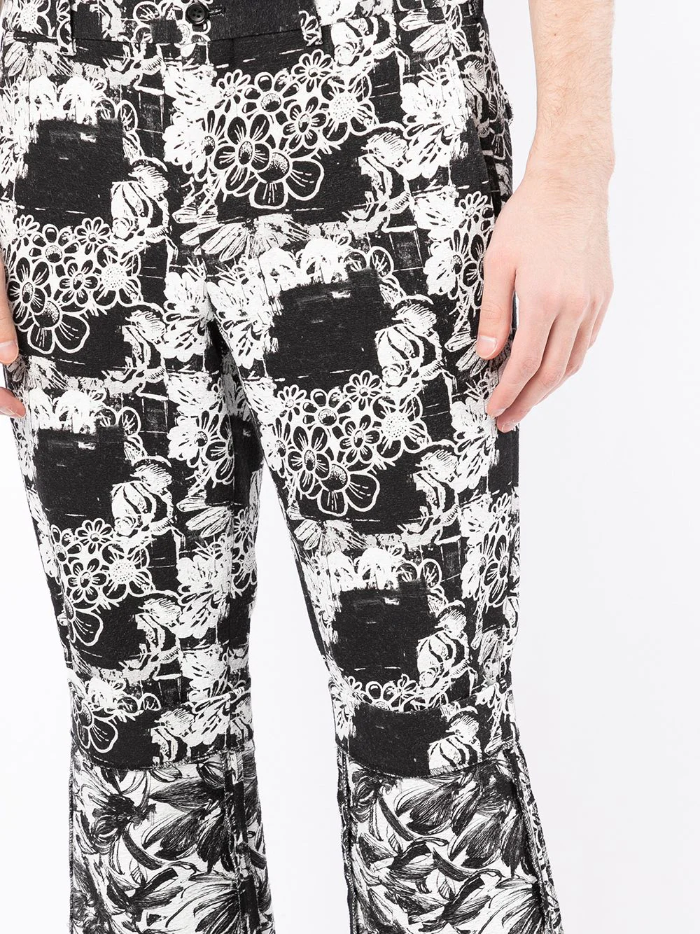 COMME des GARCONS HOMME PLUS Double-Sided Floral Pants White 5