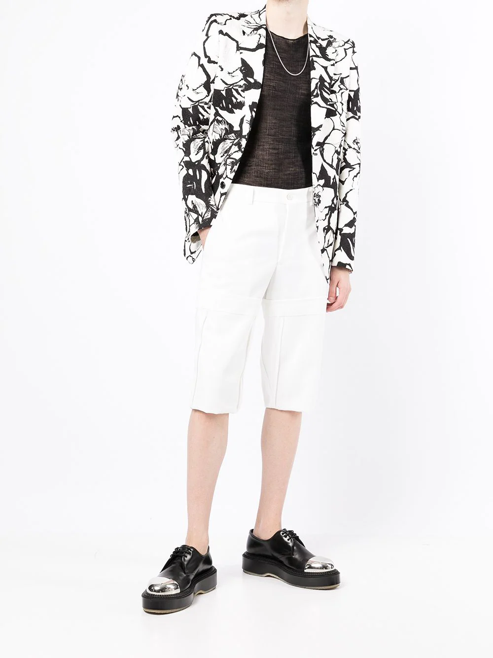 COMME des GARCONS HOMME PLUS Polyester Wool Oxford Shorts White 2