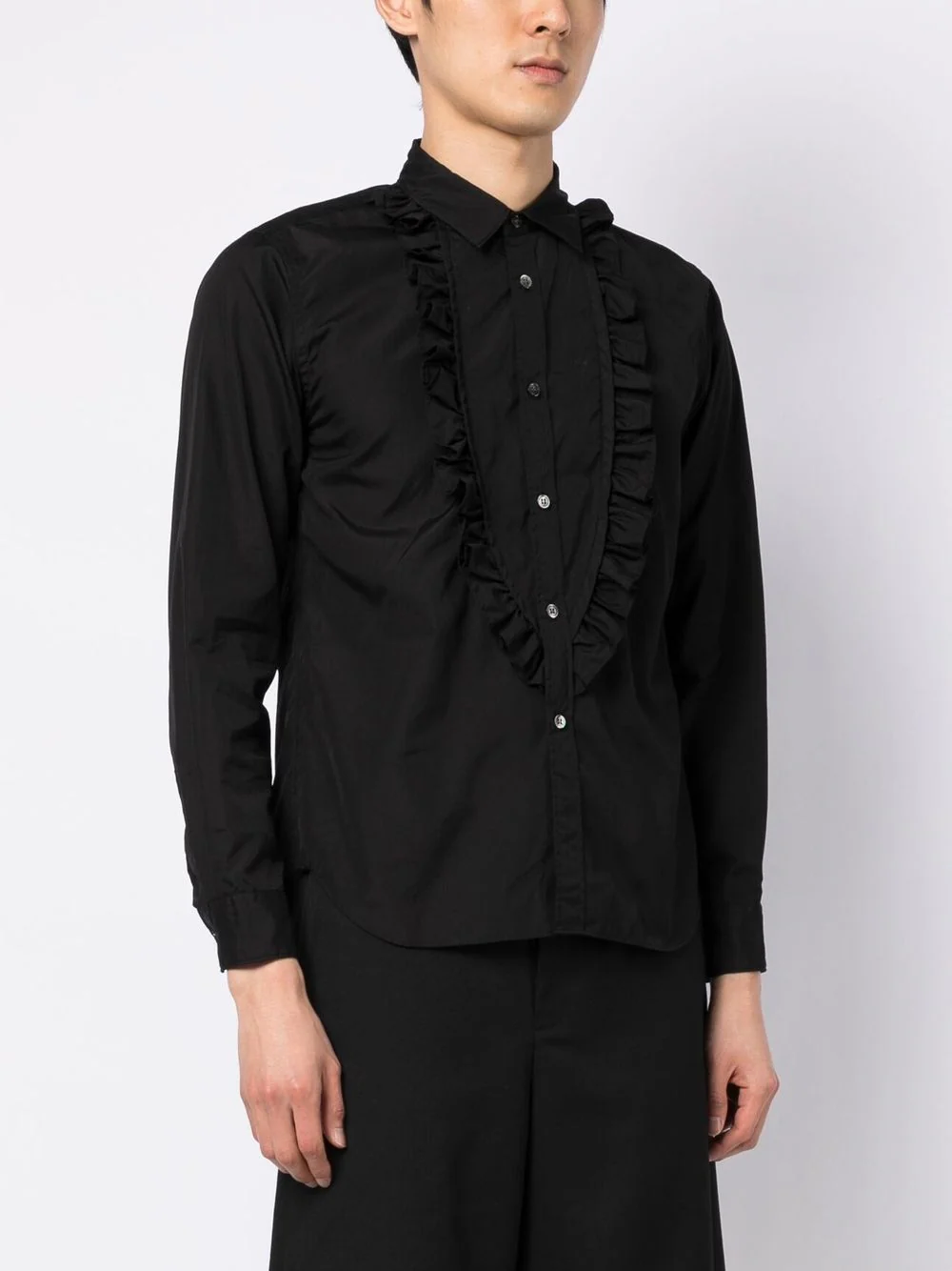 COMME-des-GARCONS-Long-Ruffle-Bib-Shirt-Black-4