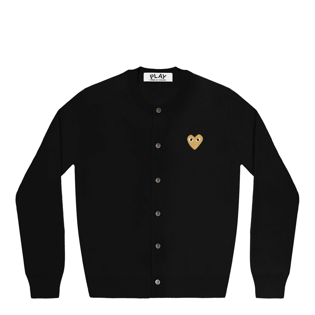 Round-Neck Gold Emblem Cardigan