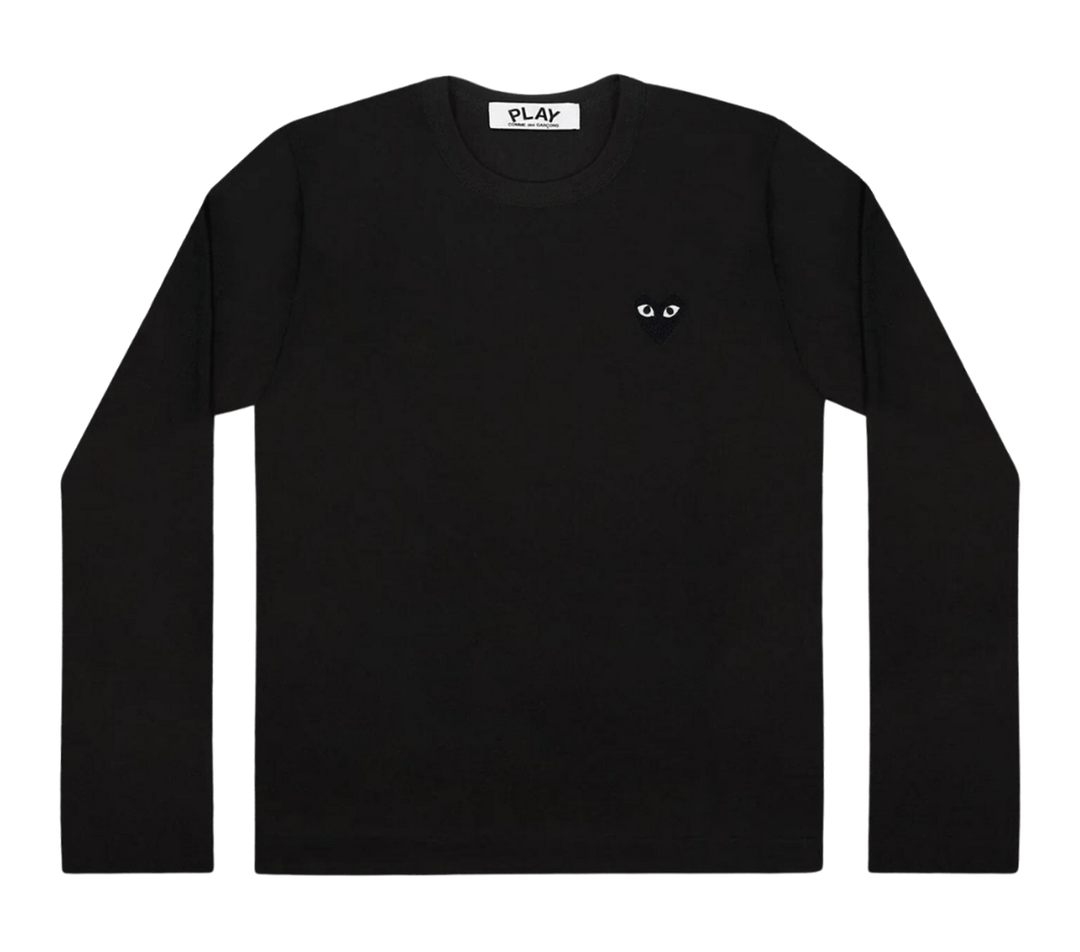 COMME-des-GARCONS-PLAY-Long-Sleeve-Tee-With-Black-Emblem-Women-Black-1