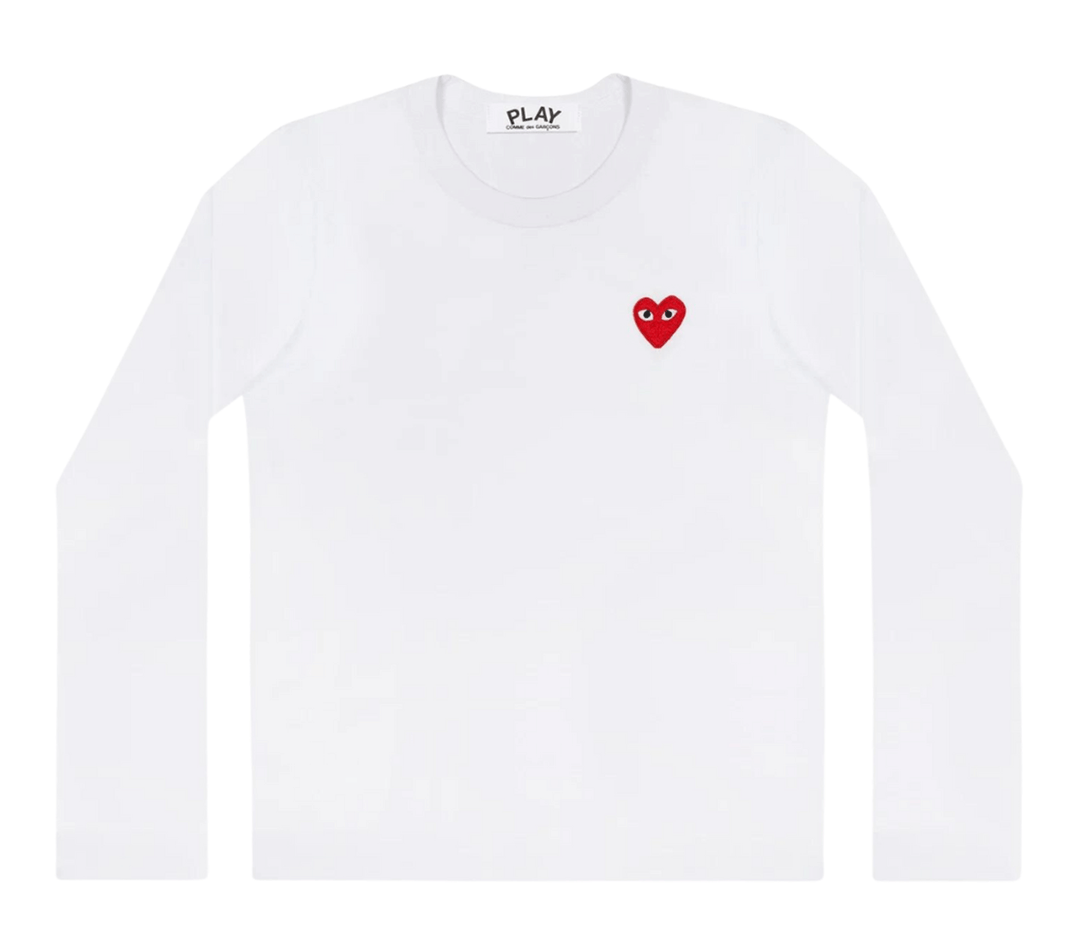 COMME-des-GARCONS-PLAY-Long-Sleeve-Tee-With-Red-Emblem-Men-White-1