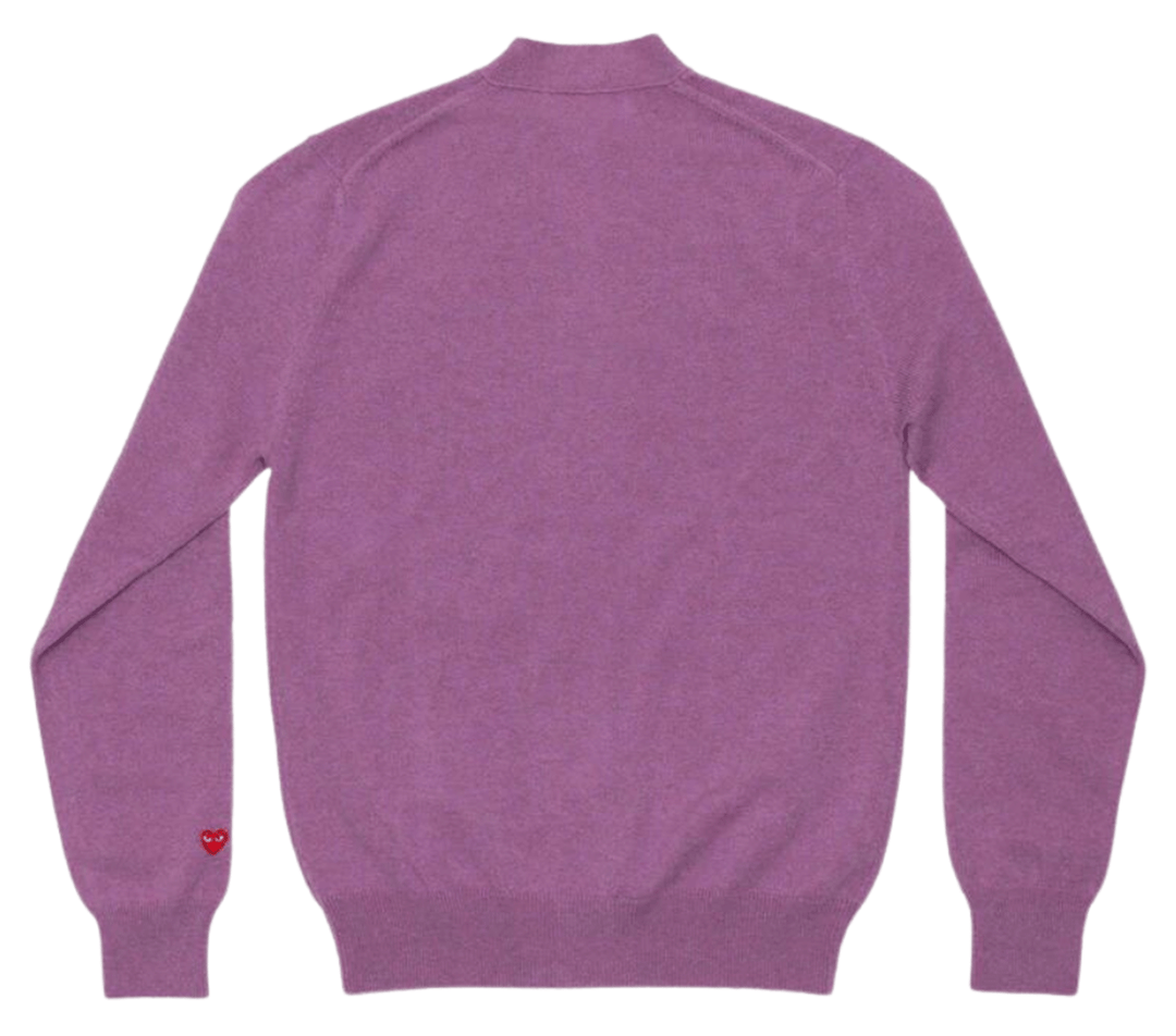 COMME-des-GARCONS-PLAY-Small-Red-Heart-Pastel-Cardigan-Men-Purple-2