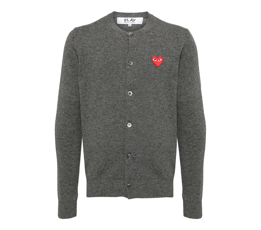 Round-Neck Red Emblem Cardigan Unisex