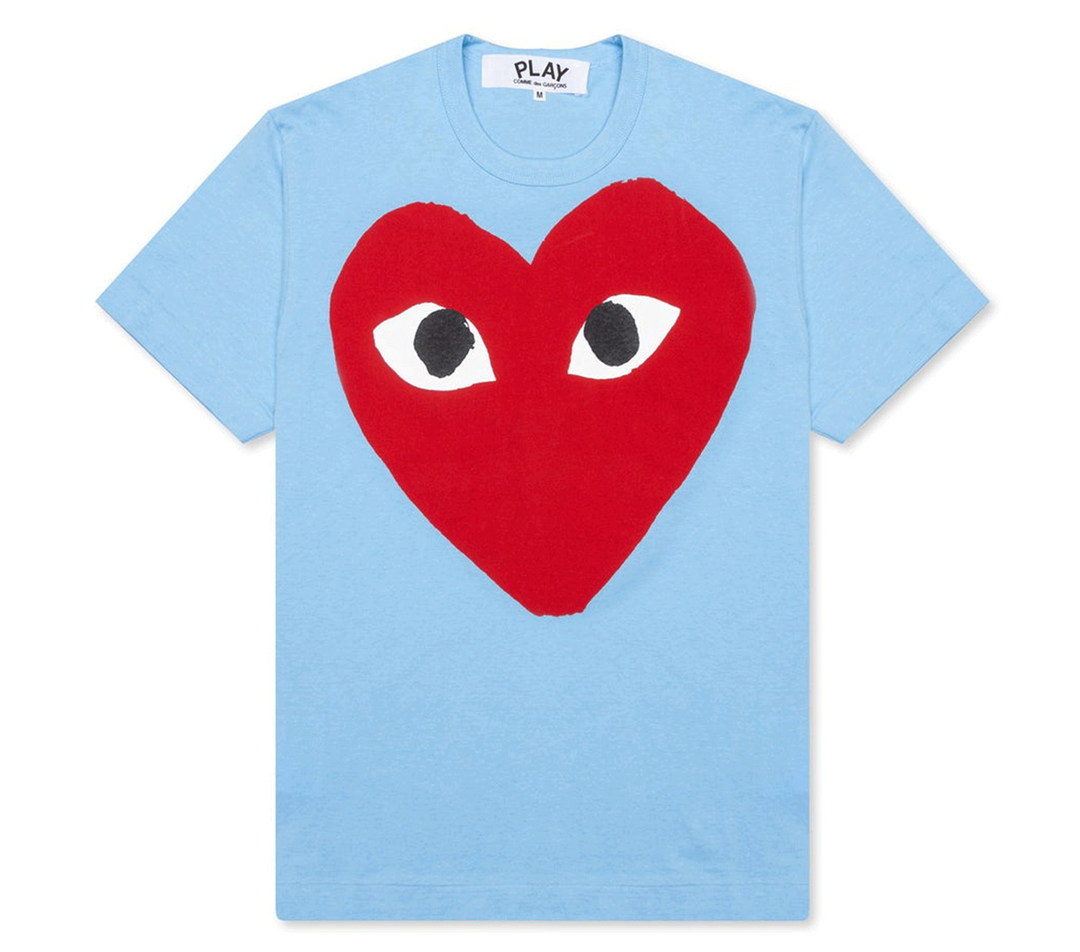 Light Blue Tee With Big Red Heart Women