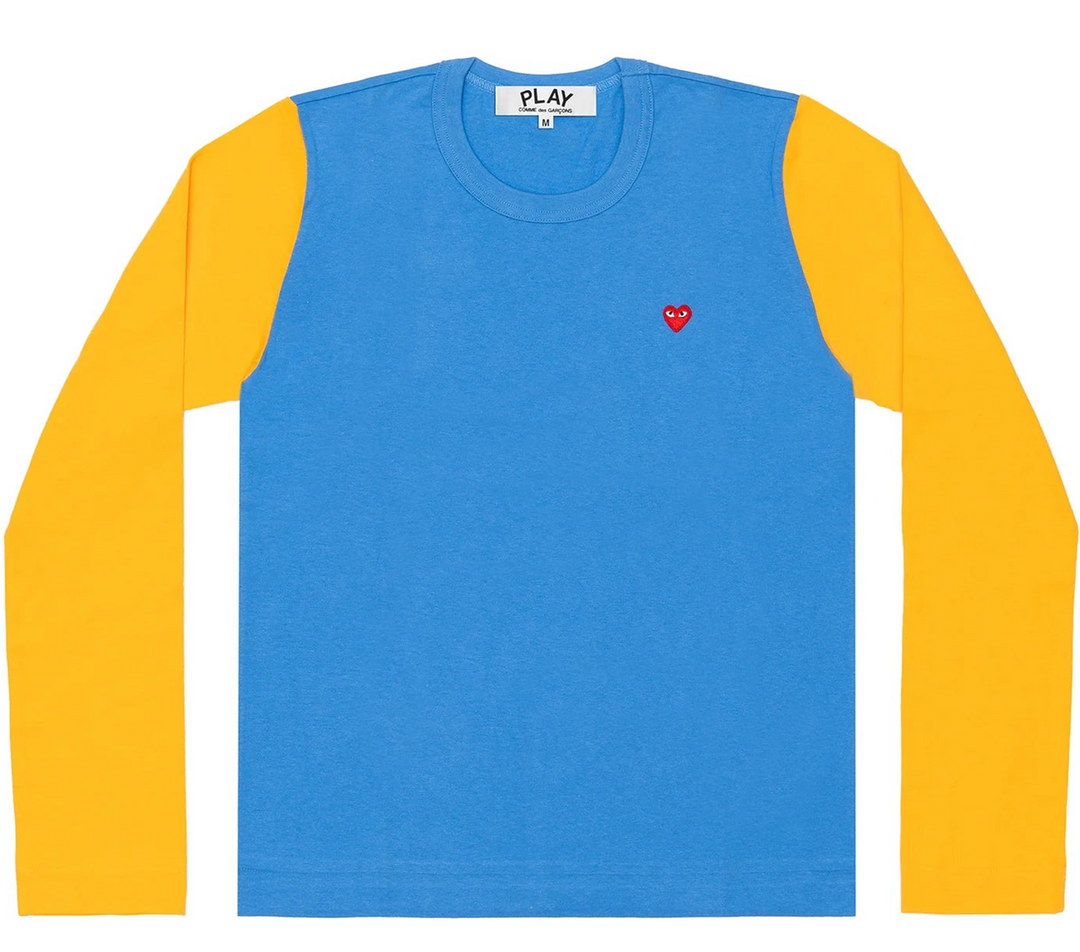 Small Red Heart Bi-Color Long Sleeve Tee Men