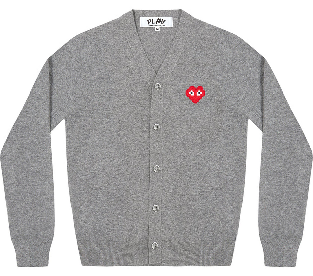 the Artist Invader Pixel Red Heart Cardigan Men