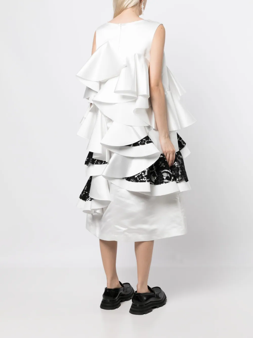 COMME-des-GARCONS-Satin-Nylon-Lace-Layered-Sleeve-Dress-White-2