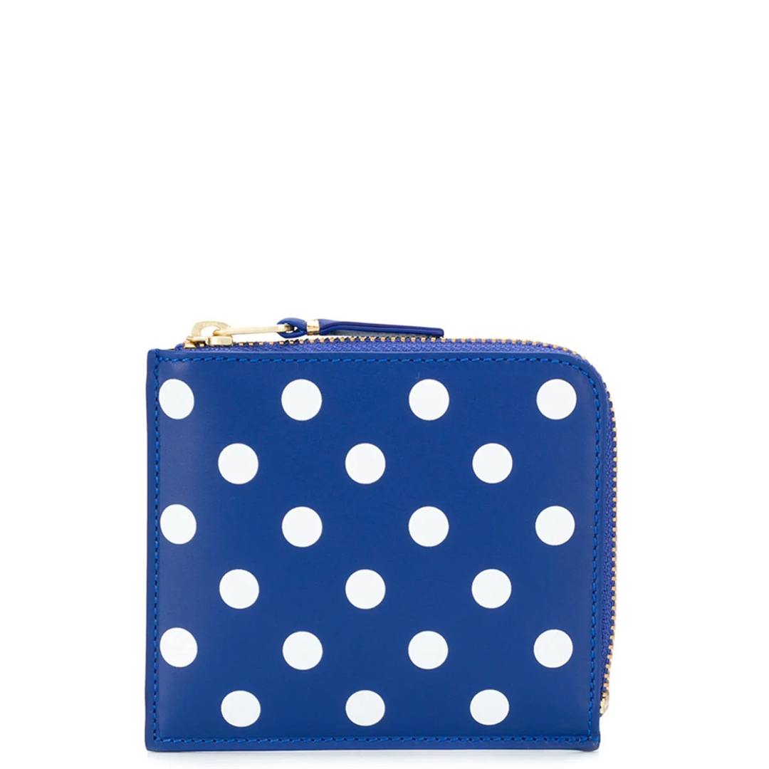 Dots Printed L-Shape Zip Wallet