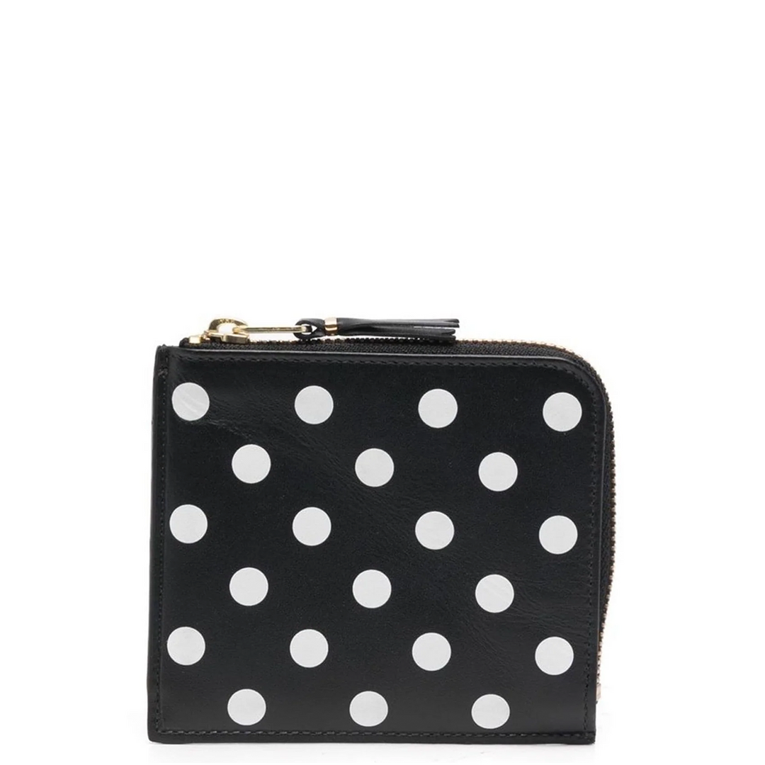 Dots Printed L-Shape Zip Wallet