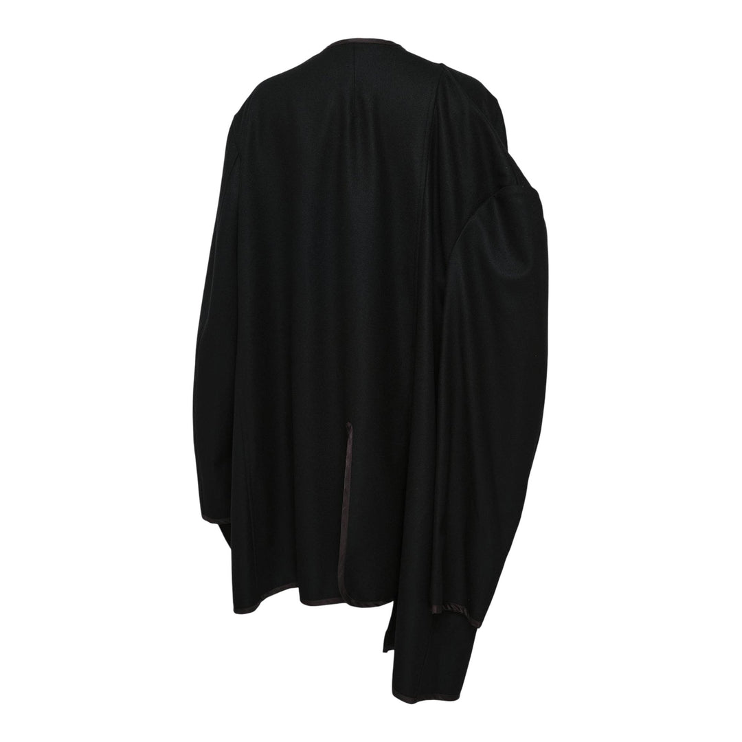 Club21 - COMME des GARCONS BLACK - Wool/Nylon Flannel Zipper Cape - JACKETS - Black