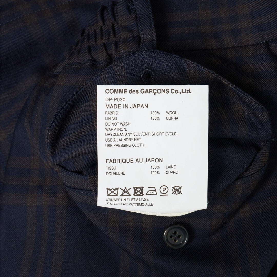 Club21 - COMME des GARCONS HOMME DEUX - Wool Dark Check Pants - PANTS - Navy