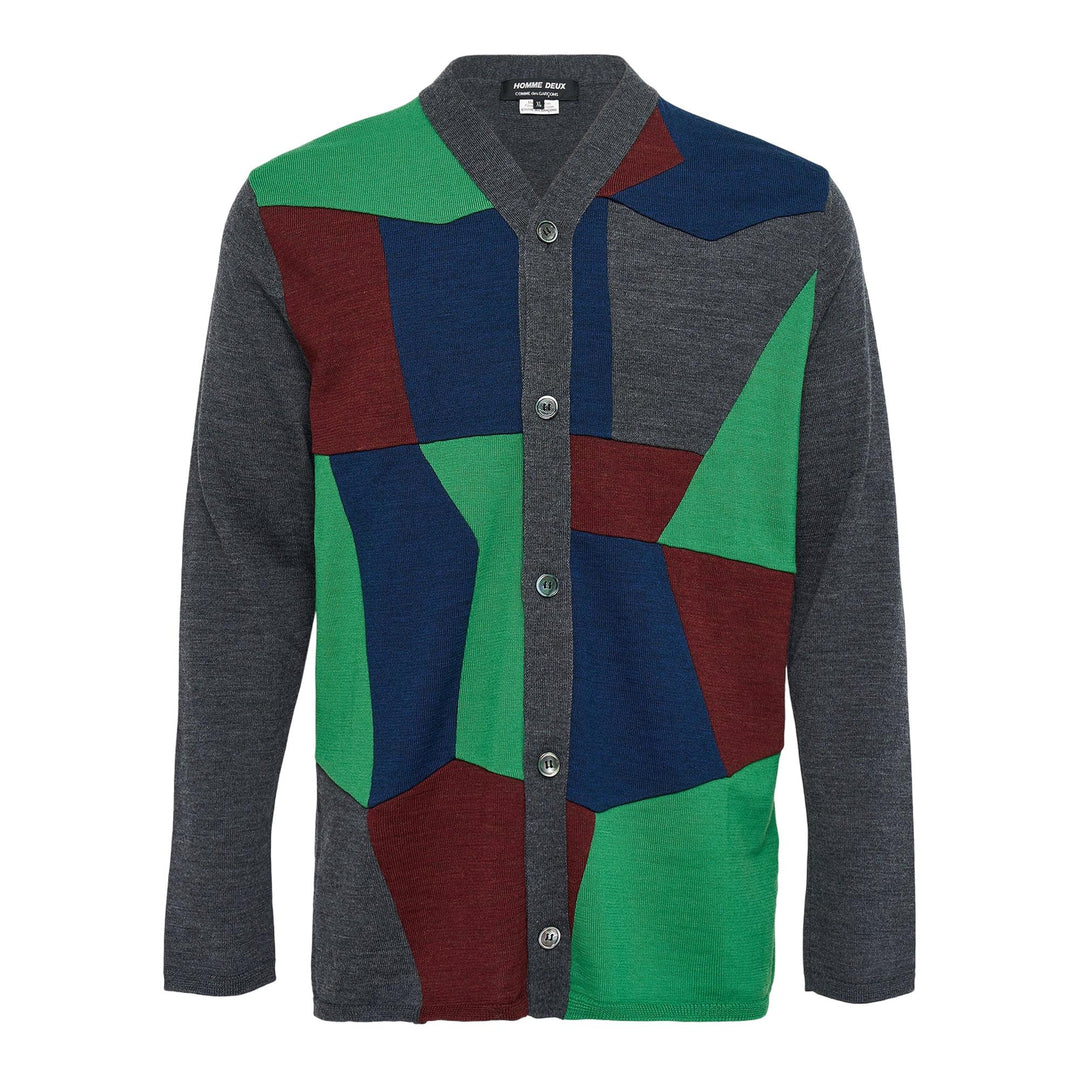 Club21 - COMME des GARCONS HOMME DEUX - Wool Jersey Patchwork Cardigan - CARDIGANS - Grey