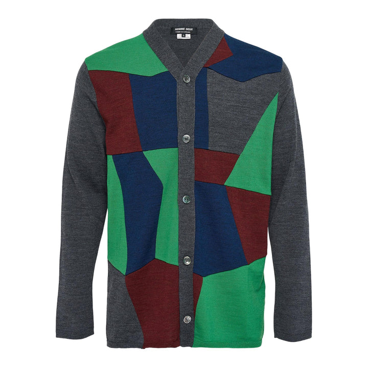 Club21 - COMME des GARCONS HOMME DEUX - Wool Jersey Patchwork Cardigan - CARDIGANS - Grey