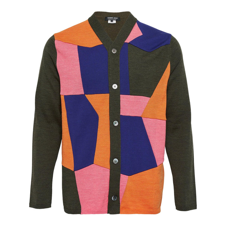 Club21 - COMME des GARCONS HOMME DEUX - Wool Jersey Patchwork Cardigan - CARDIGANS - Khaki