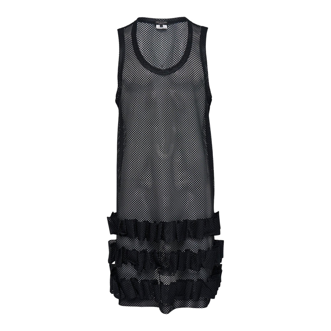 Club21 - COMME des GARCONS HOMME PLUS - Mesh Garment Washed Tank Top - TANK TOPS - Black
