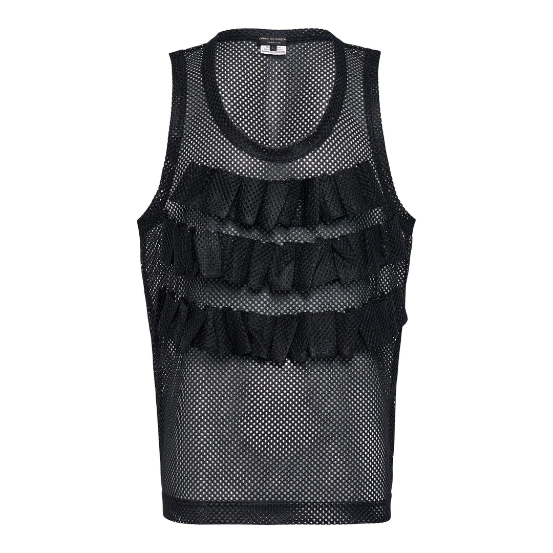 Club21 - COMME des GARCONS HOMME PLUS - Mesh Garment Washed Tank Top - TANK TOPS - Black