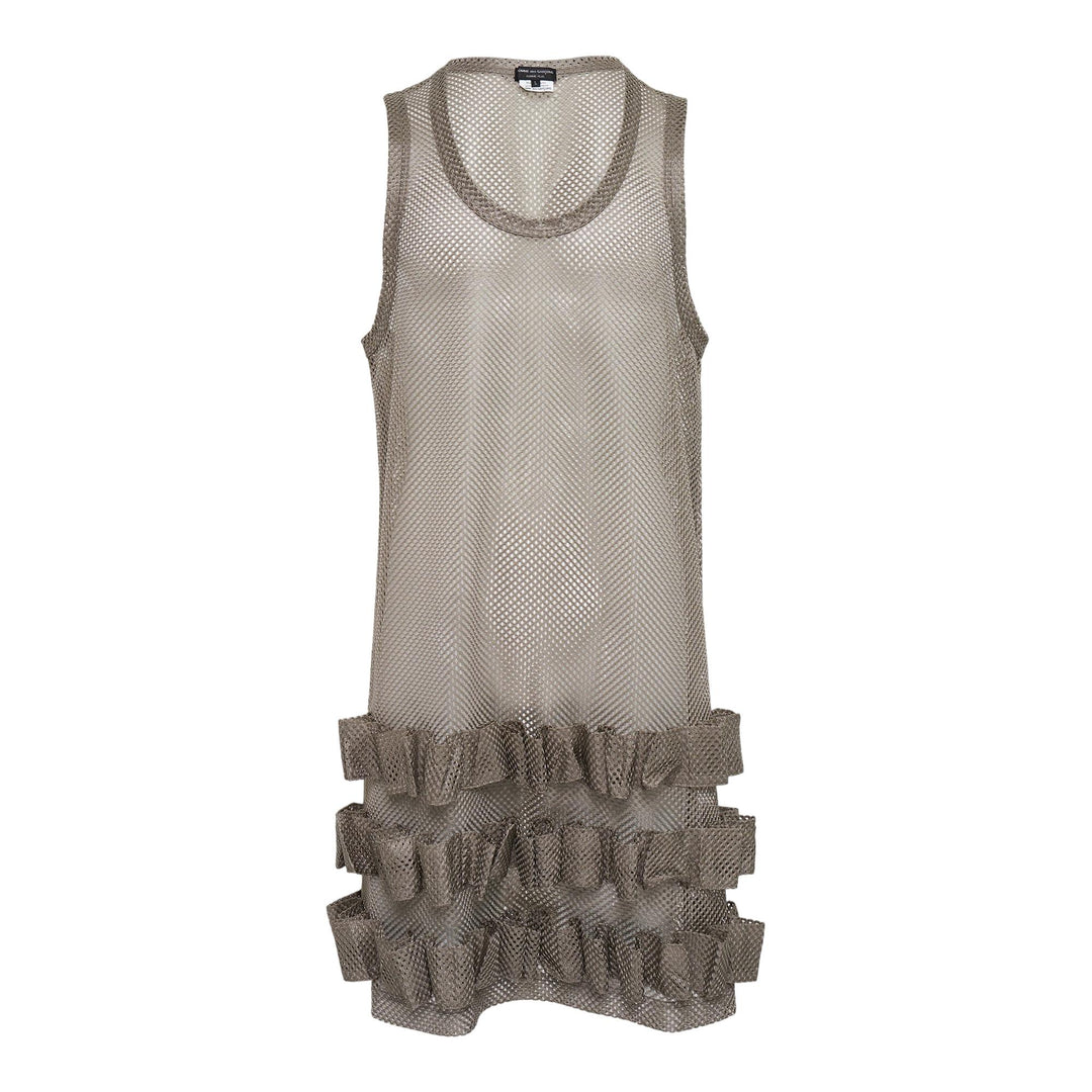 Club21 - COMME des GARCONS HOMME PLUS - Mesh Garment Washed Tank Top - TANK TOPS - Khaki
