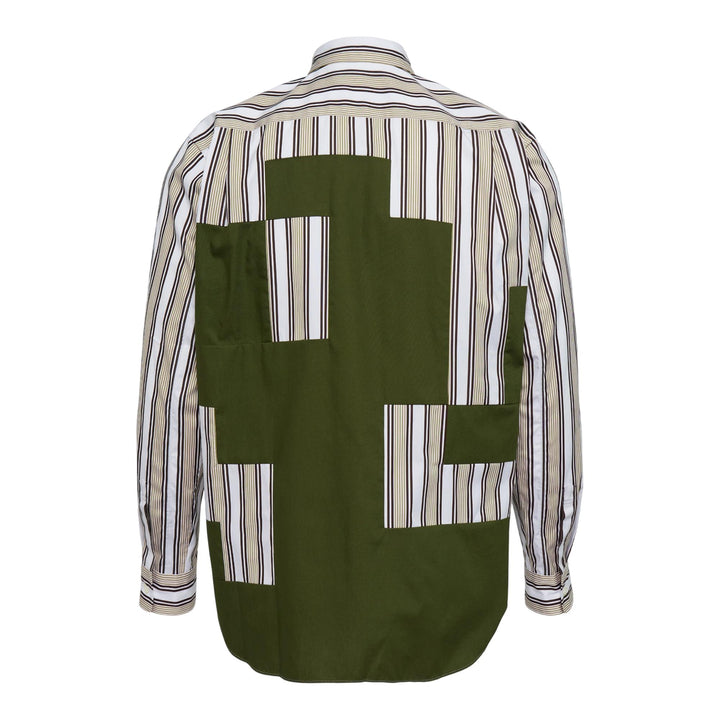 Club21 - COMME des GARCONS HOMME PLUS - Polyester Cluster Stripe Long Sleeve Shirt - SHIRTS - White