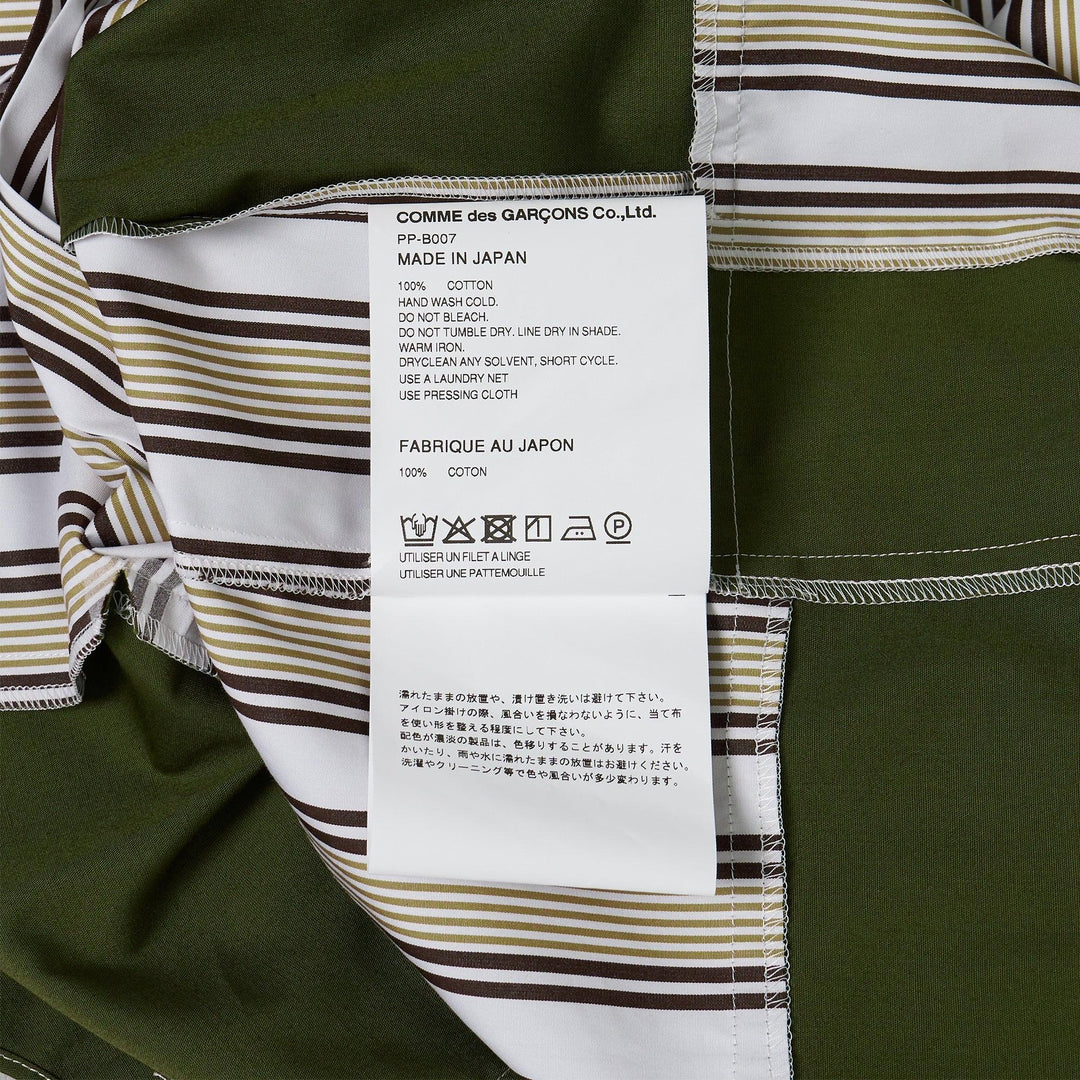 Club21 - COMME des GARCONS HOMME PLUS - Polyester Cluster Stripe Long Sleeve Shirt - SHIRTS - White