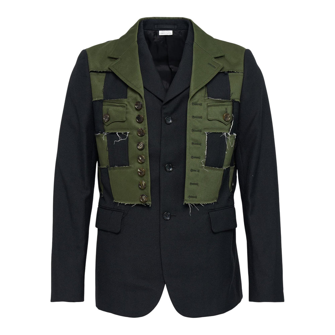 Club21 - COMME des GARCONS HOMME PLUS - Wool Gariserge X Cotton Chino Jacket - JACKETS - Black