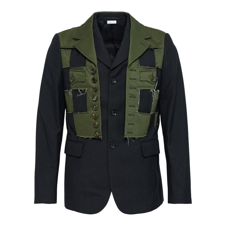 Club21 - COMME des GARCONS HOMME PLUS - Wool Gariserge X Cotton Chino Jacket - JACKETS - Black