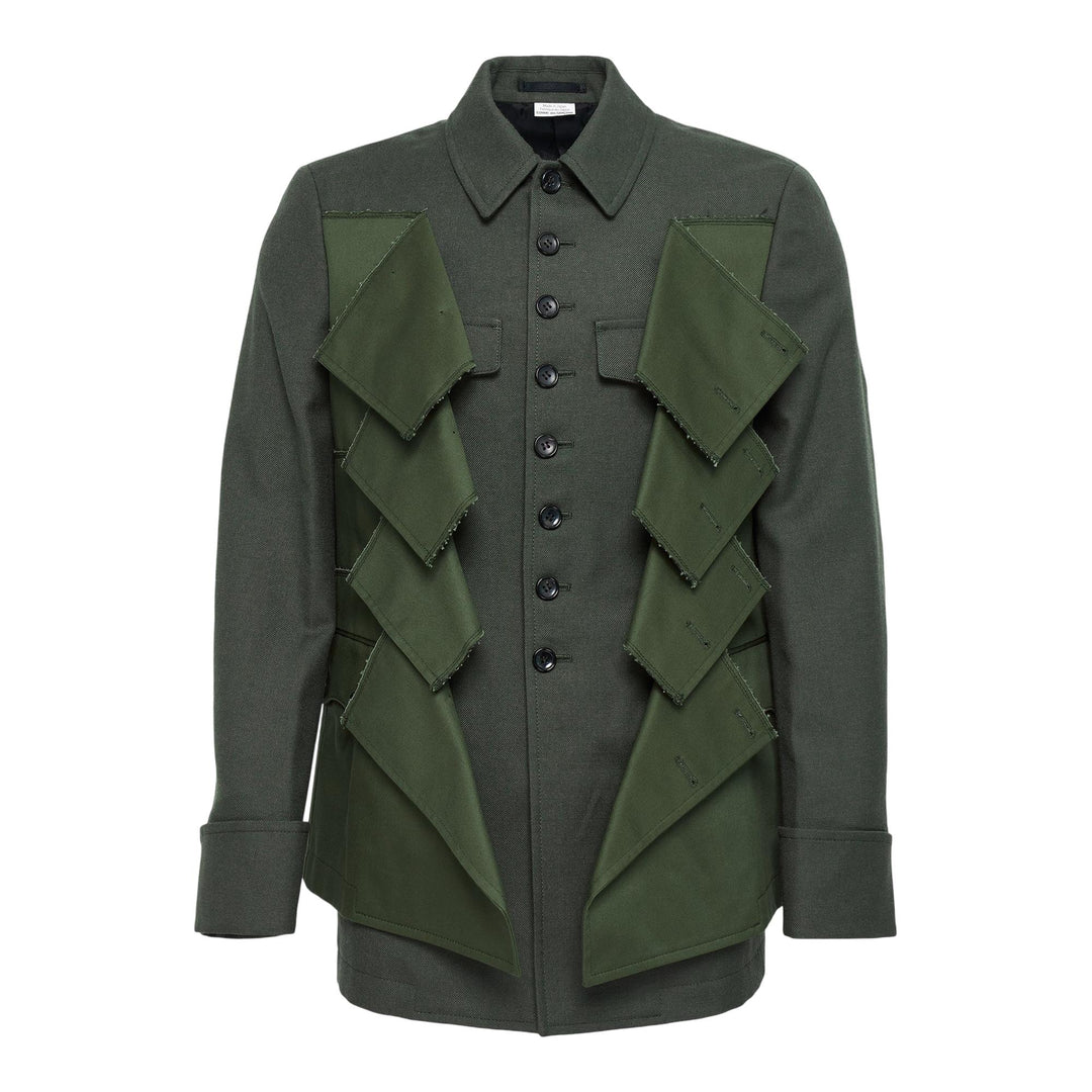 Club21 - COMME des GARCONS HOMME PLUS - Wool Gariserge X Cotton Chino Jacket - JACKETS - Khaki