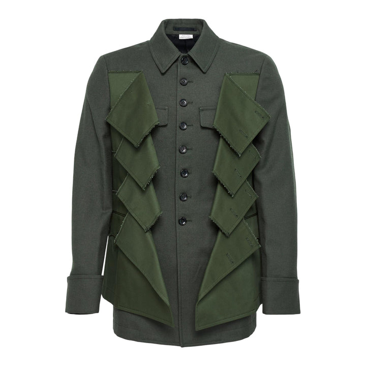 Club21 - COMME des GARCONS HOMME PLUS - Wool Gariserge X Cotton Chino Jacket - JACKETS - Khaki