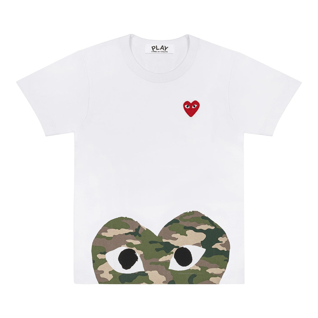 COMME_des_GARCONS_PLAY_Camou_Peekaboo_With_Red_Emblem_Tee_Women_White