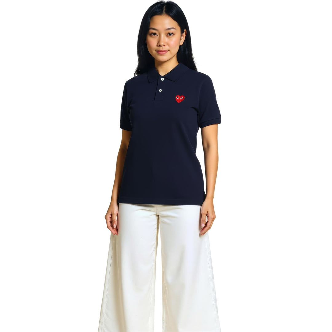 Club21 - COMME des GARCONS PLAY - Red Heart Polo Shirt Unisex - POLOS - Navy