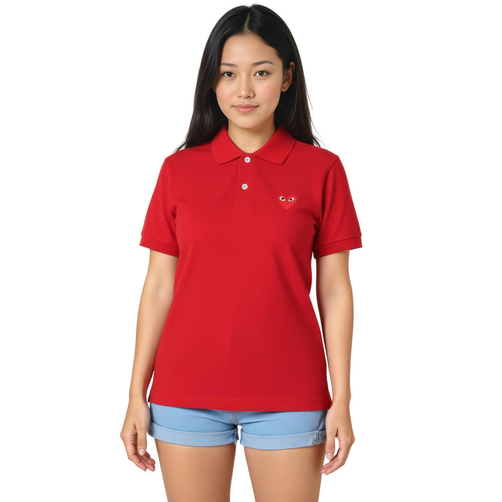Club21 - COMME des GARCONS PLAY - Red Heart Polo Shirt Women - POLOS - Red