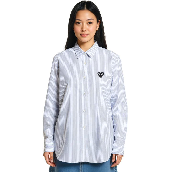 Club21 - COMME des GARCONS PLAY - Single Black Emblem Stripe Shirt Unisex - SHIRTS - Blue