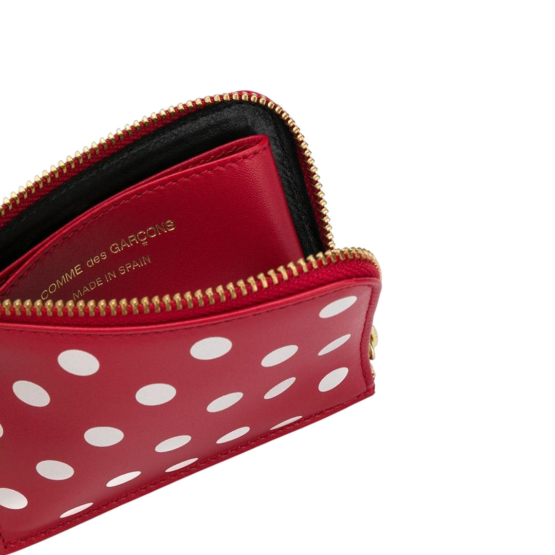 COMME des GARCONS WALLET Dots Printed L-Shape Zip Red 2