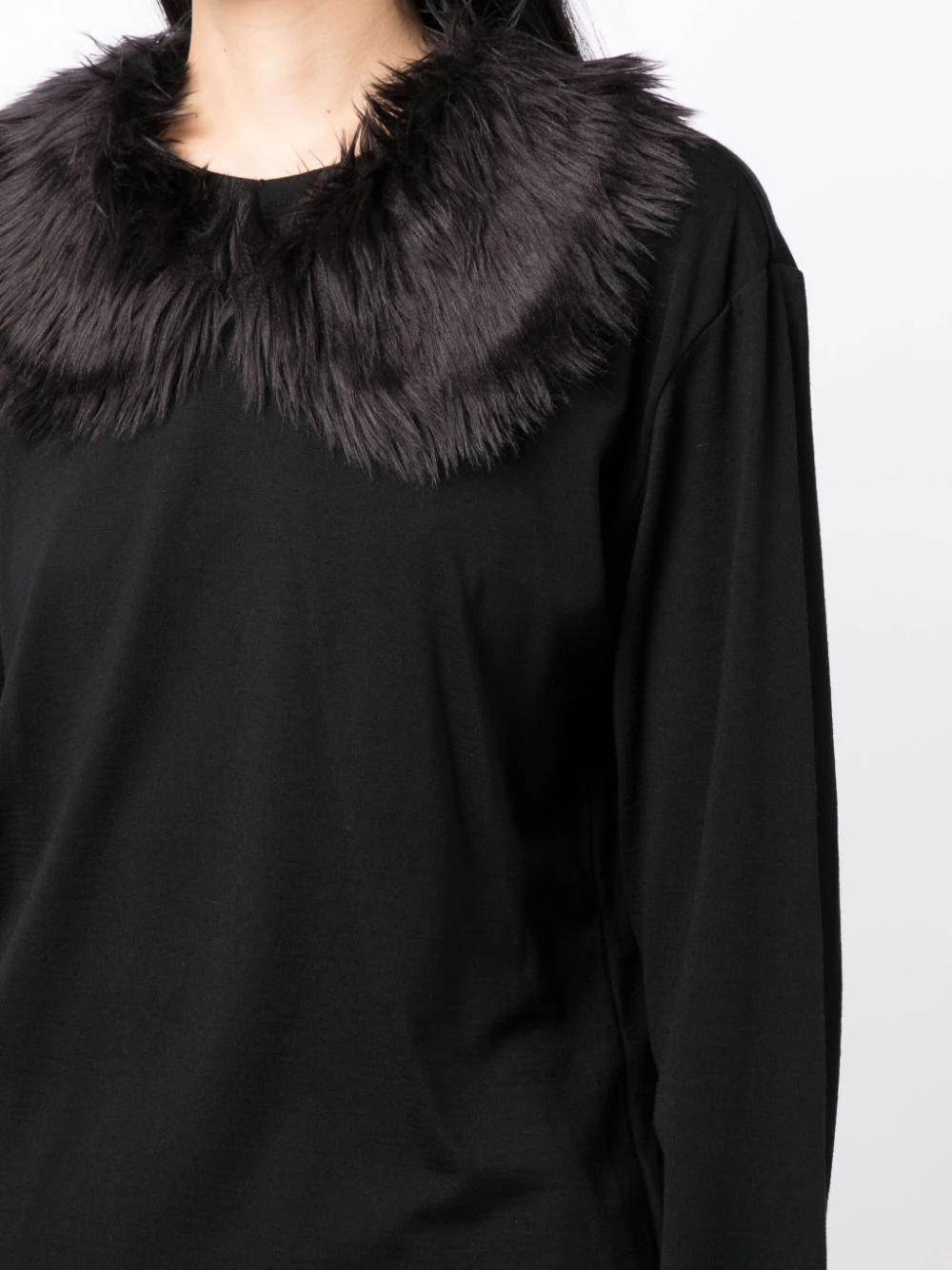 COMME des GARCONS-Fur Collar T-Shirt-Black-5