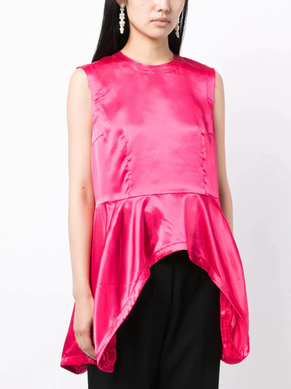 COMME des GARCONS-Sleeveless Falbala Blouse-Pink-3