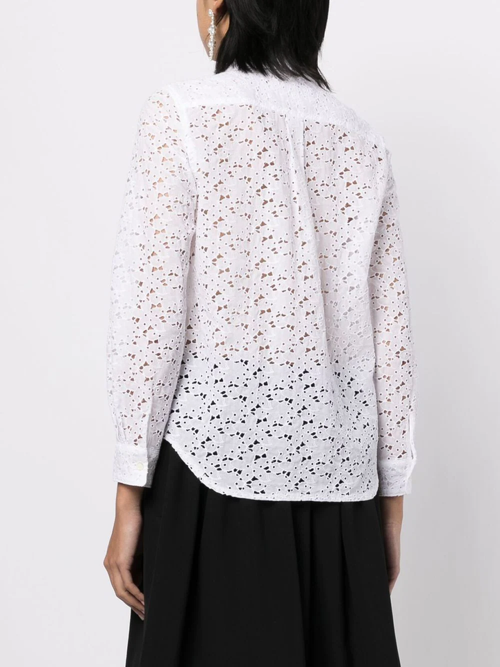 COMME des GARCONS GIRL Embroidery Lace Peter Pan Blouse White 2