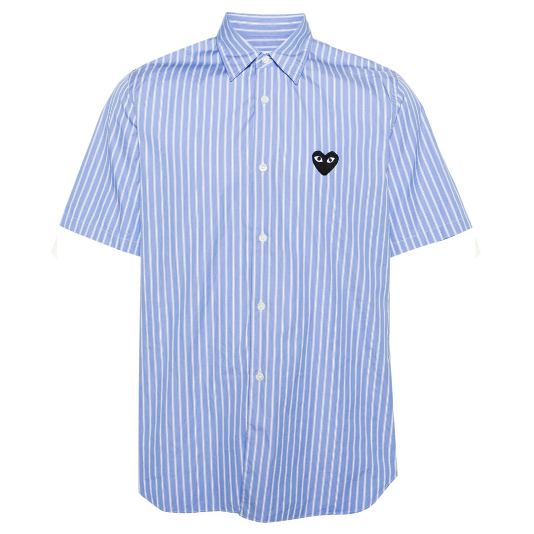 COMMEdesGARCONSPLAY_LGC20__BlackHeartShortSleeveStripeShirtUnisex_Blue