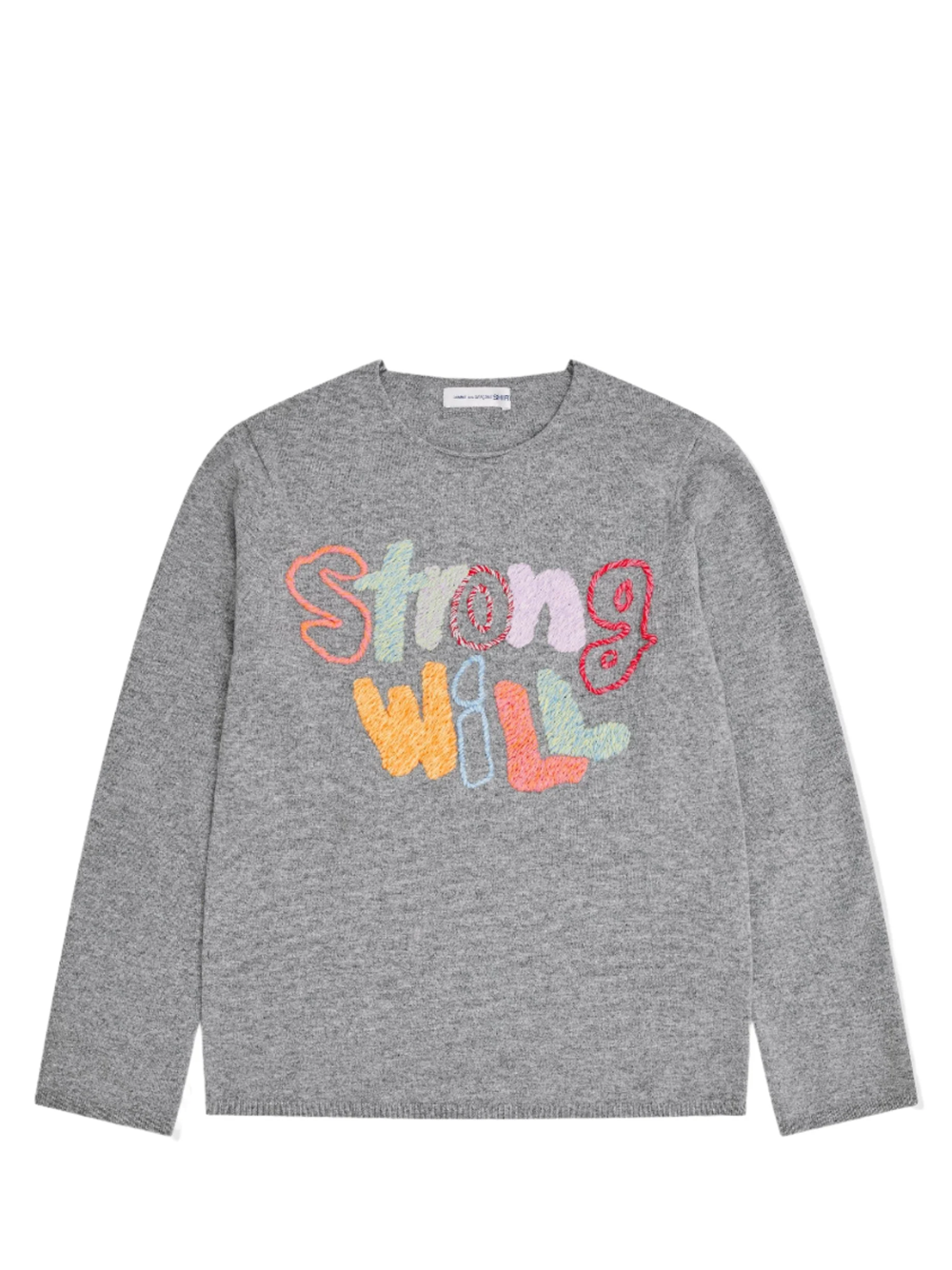 COMMEdesGARCONSSHIRT_StrongWillEmbroideryKnitTop_Grey