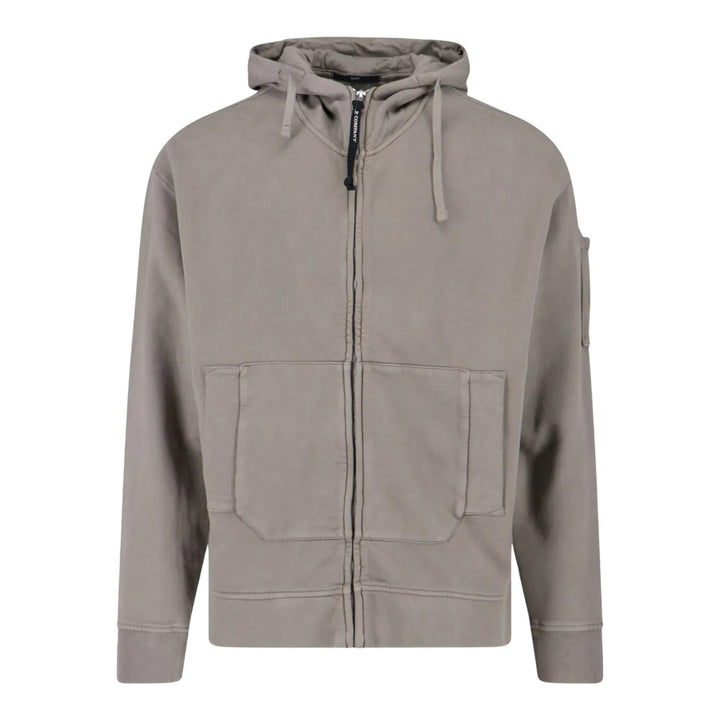 Club21 - C.P. Company - Brushed And Emerized Diagonal Fleece Boxy Goggle Sweatshirt - SWEATSHIRTS - Grey