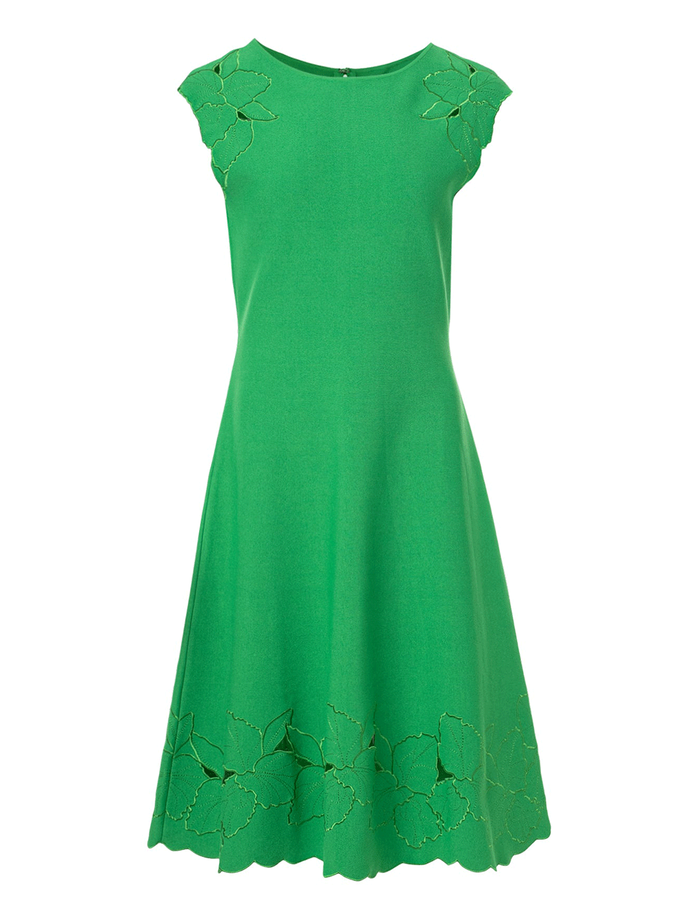 Carolina-Herrera-Boat-Neck-Knit-Flare-Dress-Green-1