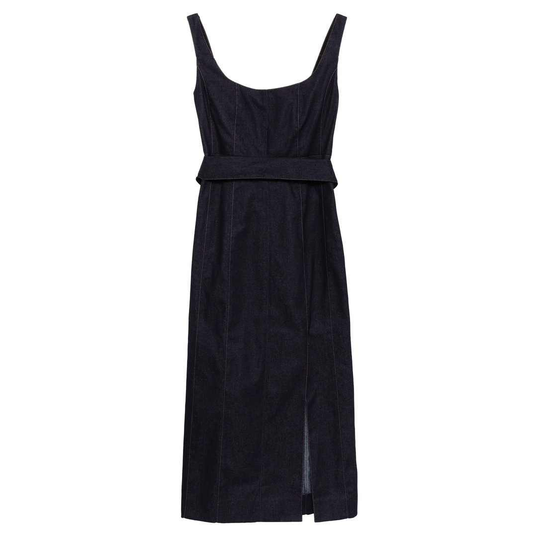 Scoop Neck Seamed Midi Dress