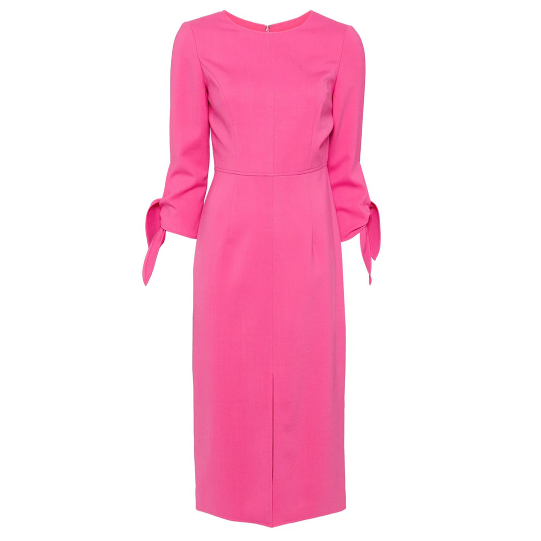 Crewneck Midi Dress With Front Slit