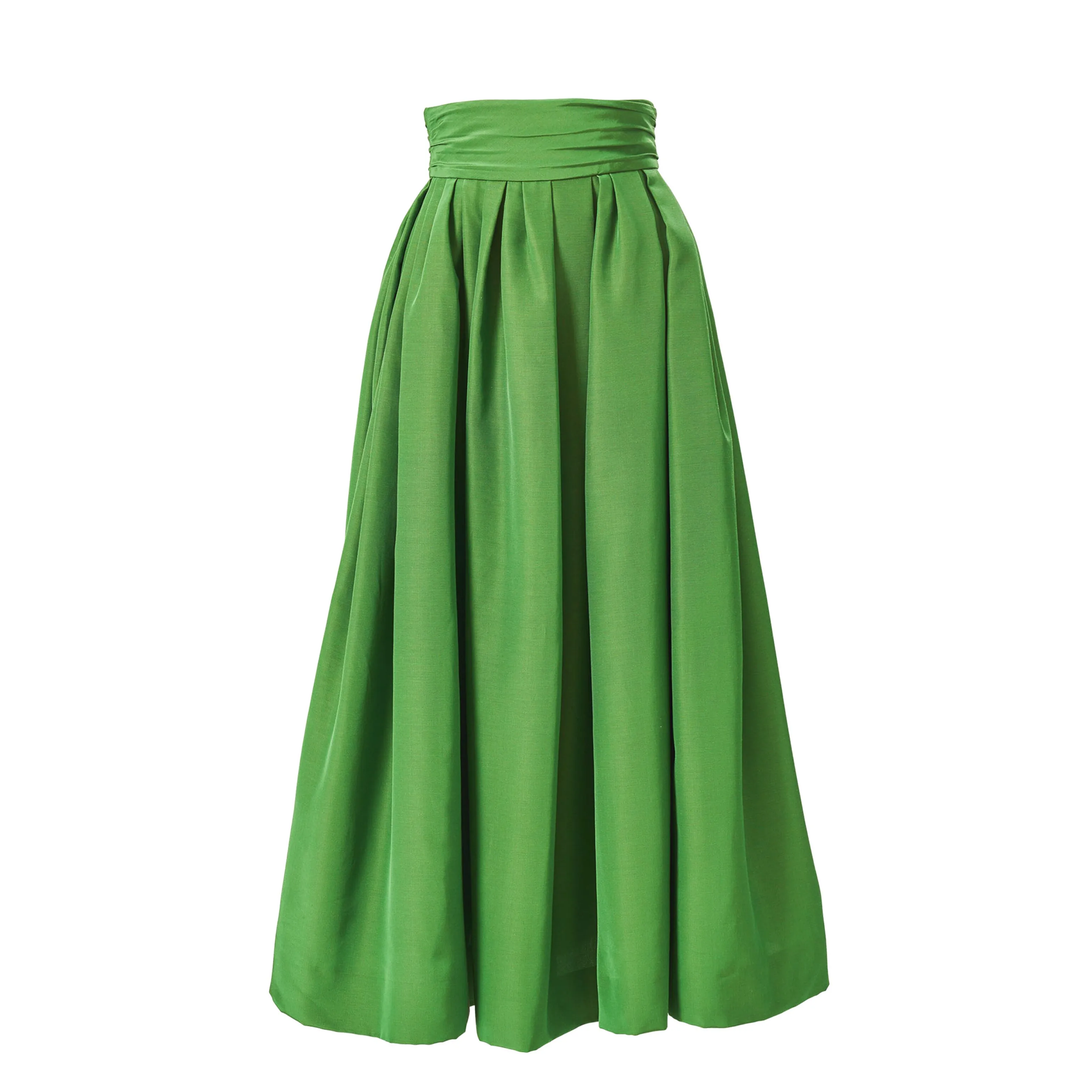 Carolina_Herrera_Midi_Skirt_With_Cummerbund_Waist_Green