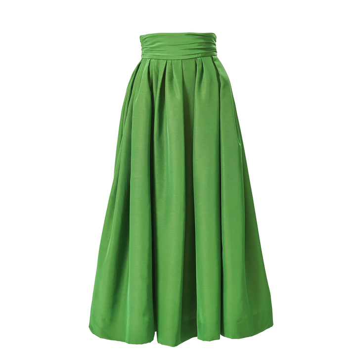 Carolina_Herrera_Midi_Skirt_With_Cummerbund_Waist_Green