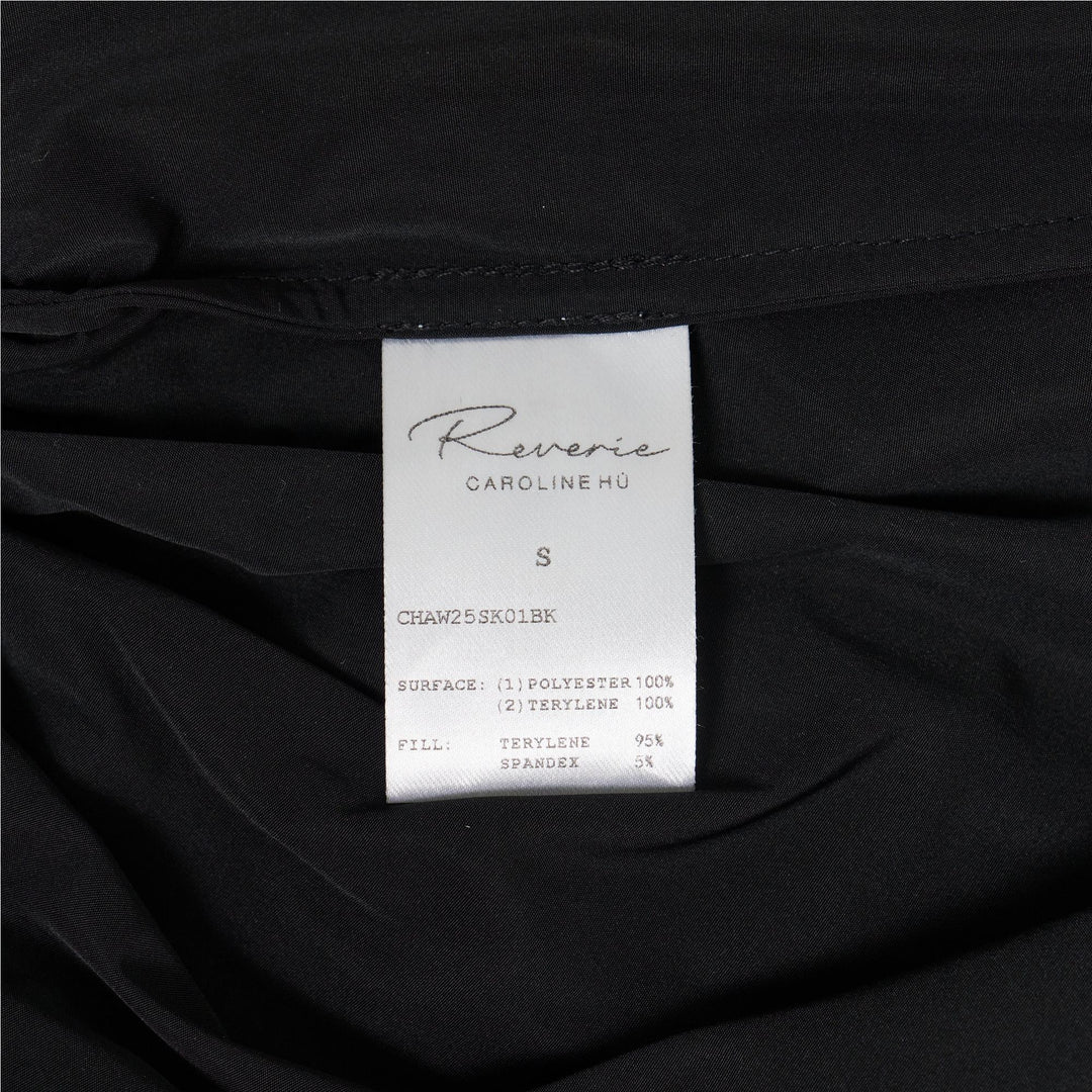 Club21 - Caroline Hu - Black Pleated Ribbon Embroidery Skirt - SKIRTS - Black