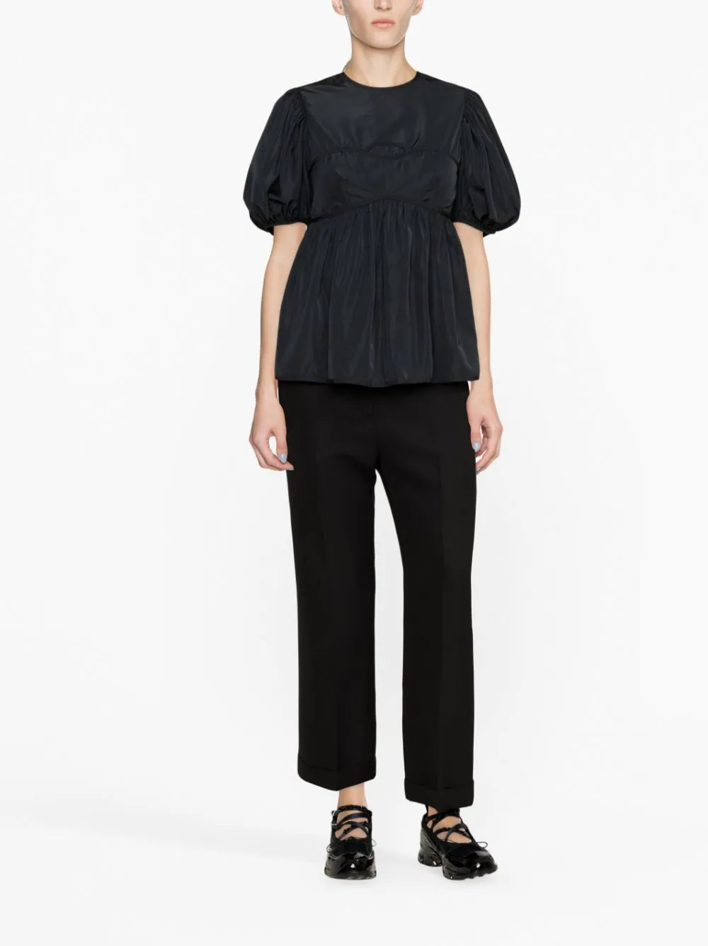 Cecilie Bahnsen Short Sleeve Peplum Top Black 2