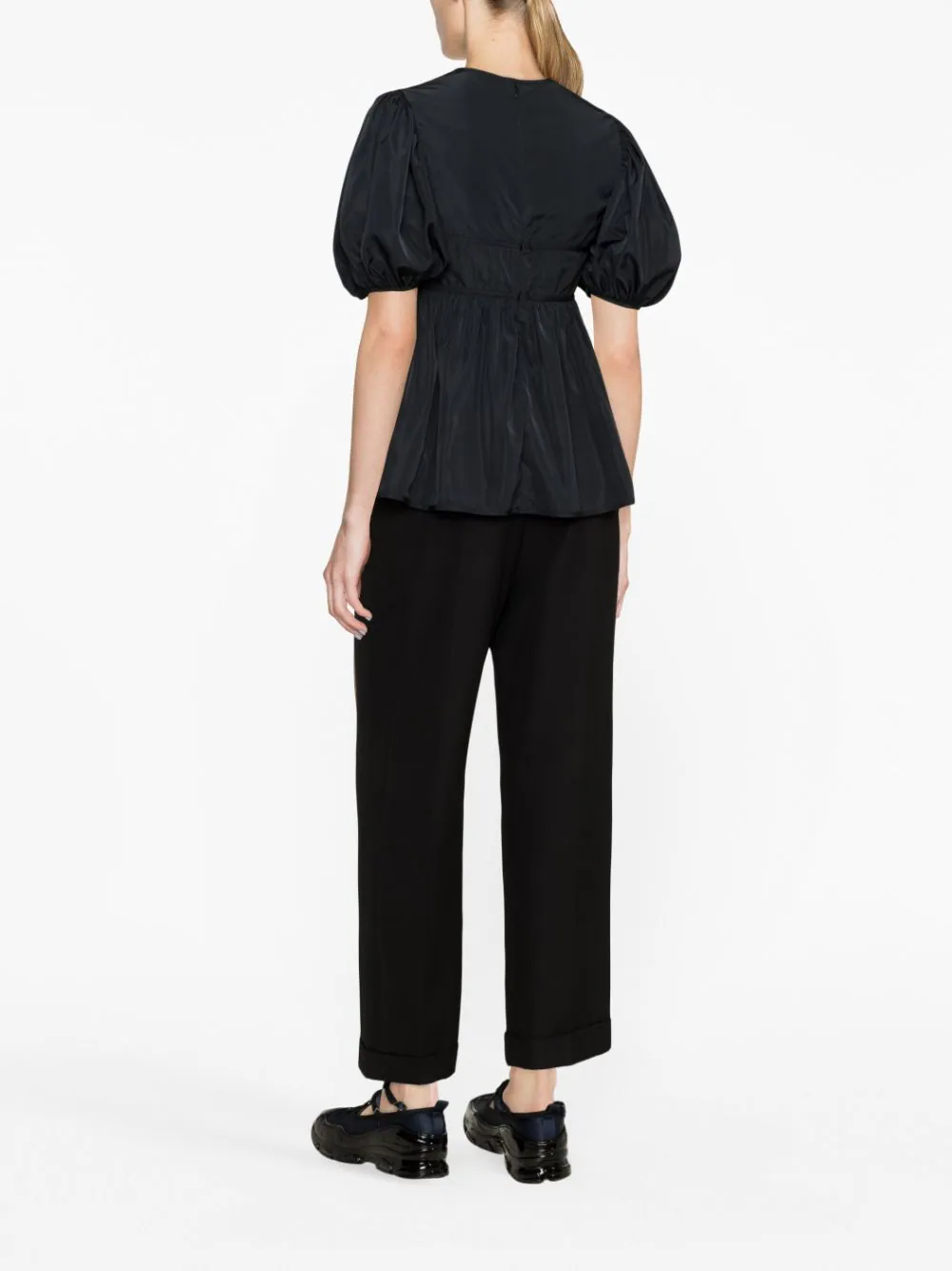 Cecilie Bahnsen Short Sleeve Peplum Top Black 3