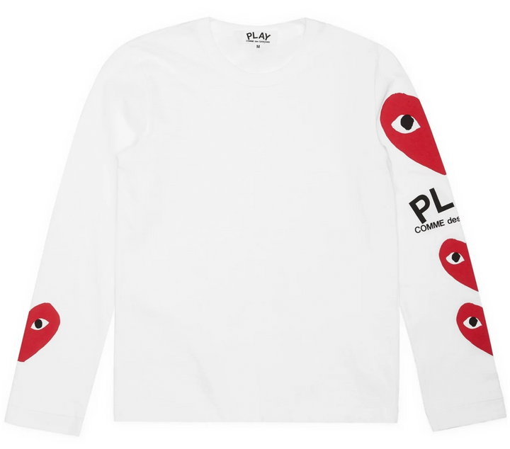 Comme Des Garcons Play 3 Hearts On Sleeve Tee Men White 1